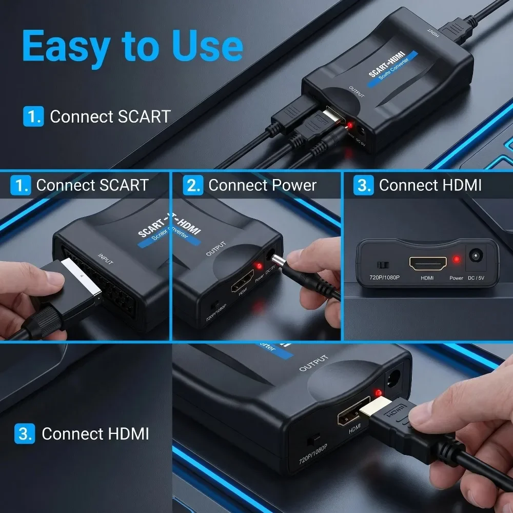 Converter Adapter with USB Cab - огляд і ціна Scart To Hdmi